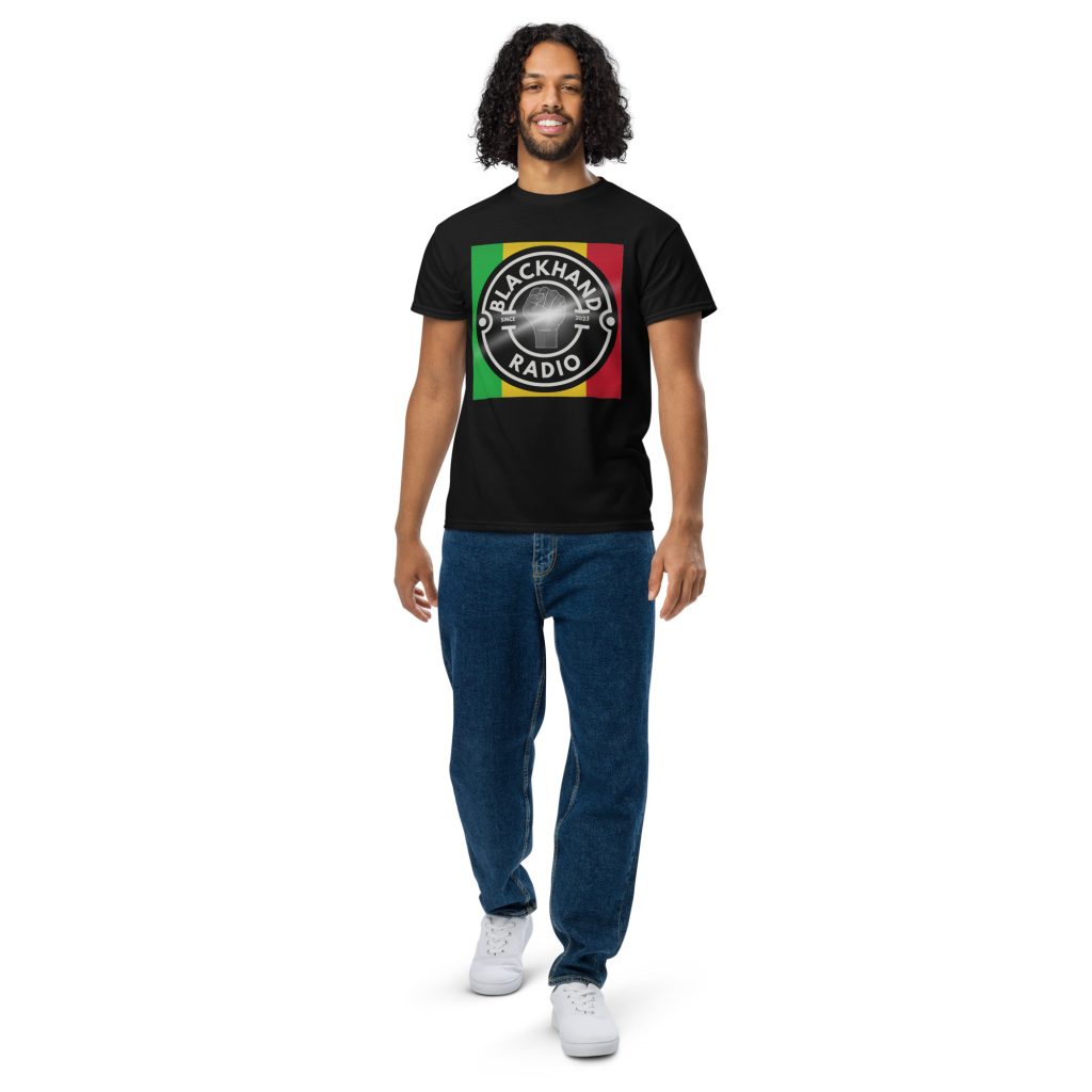 Blackhand Radio logo shirts with African Colors